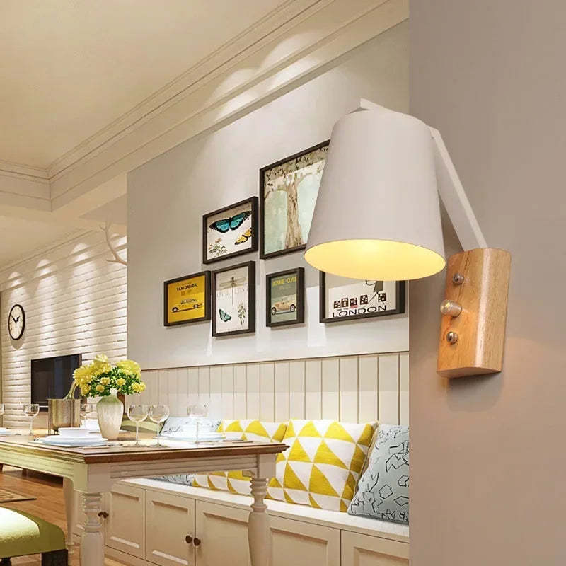 Solid Wood & Glass Wall Lamp – Bedroom Bedside or Bar Aisle Light