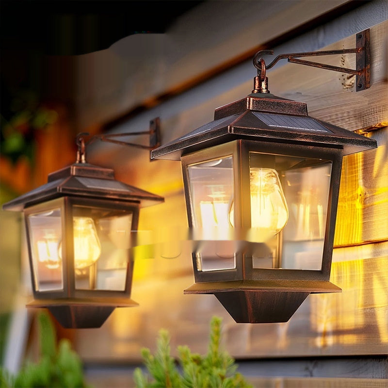 Retro Solar Wall Lamp – Waterproof Outdoor Courtyard Light