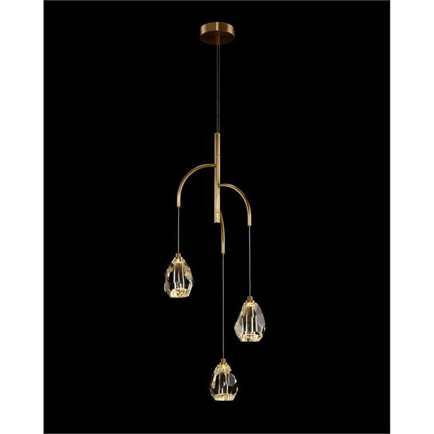 John Richard Faceted Chunk Crystal Three-Light Chandelier – Lamp Emporium