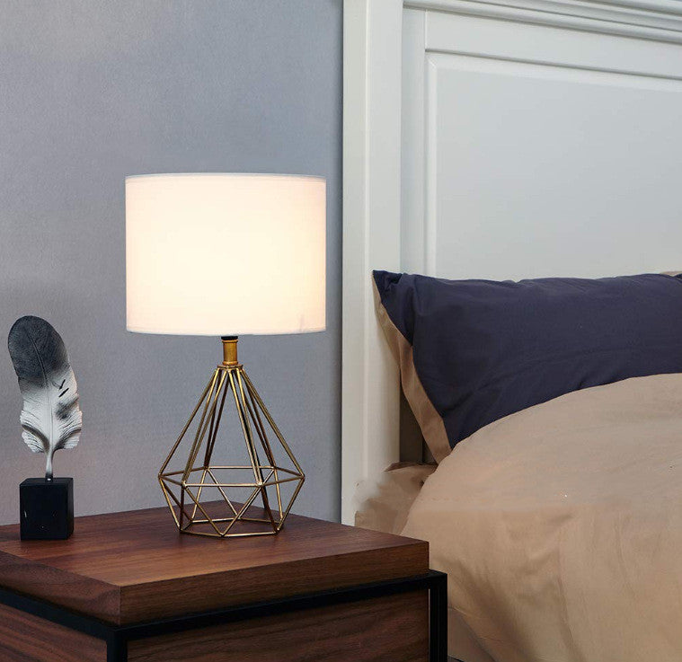 Iron Art Diamond Table Lamp – Simple Modern Light for Living Room