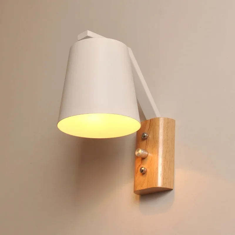Solid Wood & Glass Wall Lamp – Bedroom Bedside or Bar Aisle Light