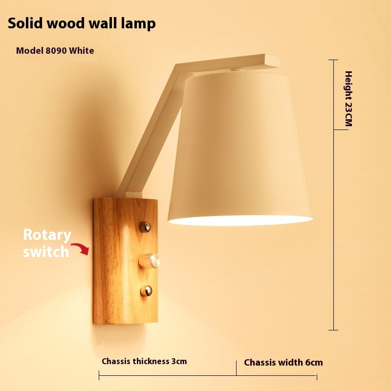 Solid Wood & Glass Wall Lamp – Bedroom Bedside or Bar Aisle Light